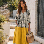 Neva Vestido Mujer de Algodón – Vestido Ligero de Verano, Largo a la Rodilla, Casual Elegante