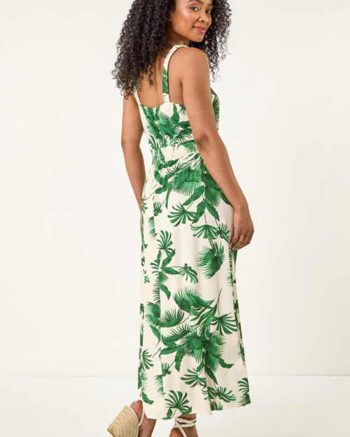 Bella Vestido Mujer – Vestido Midi de Algodón con Bordado Broderie, Tirantes y Escote Cuadrado