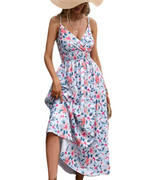 Ivy Φόρεμα Γυναικείο – Καλοκαιρινό Φλοράλ Φόρεμα με V Λαιμόκοψη, Λεπτές Τιράντες & Ψηλή Μέση