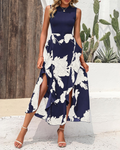 Naomi Midikleid für Damen – Strickoberteil, Blumenrock und asymmetrischer Saum