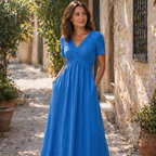 Stacy Robe Femme Midi – Robe Élégante Ligne A, Tissu Fluide, Chic Décontracté