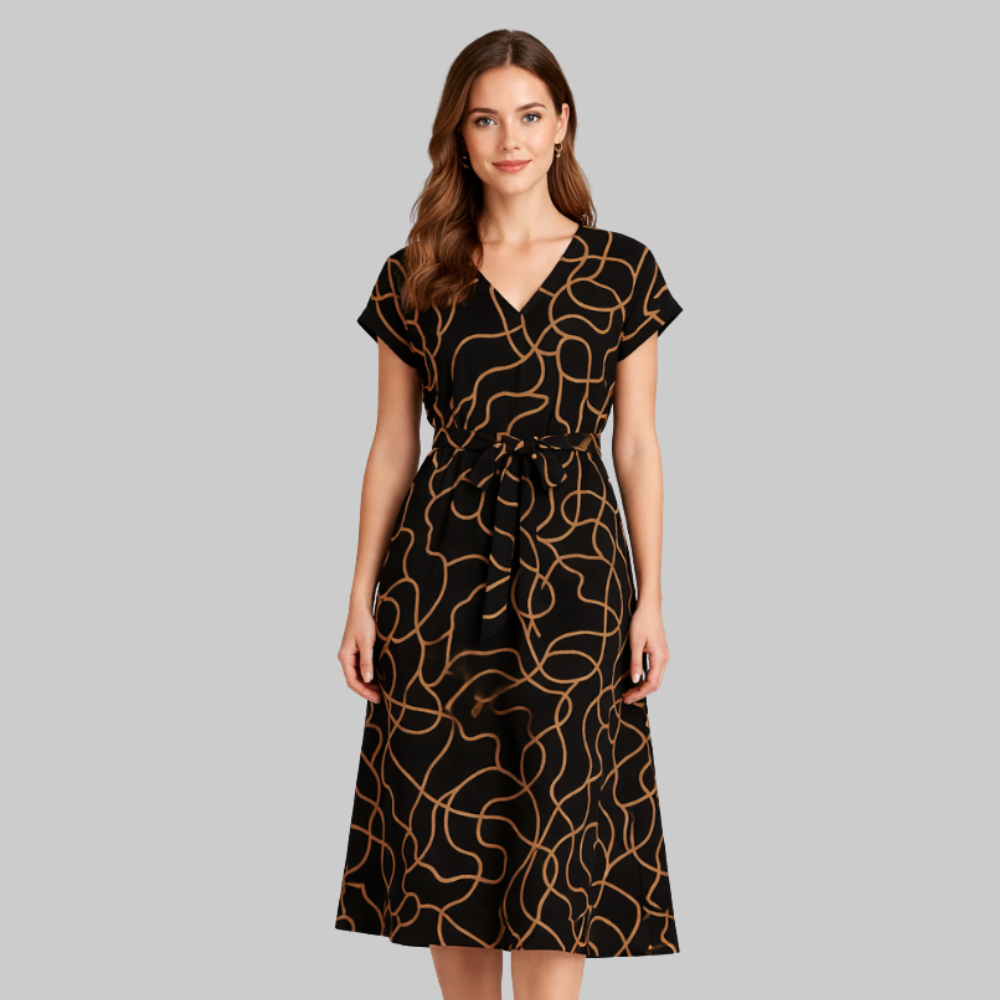 Elena Robe Maxi Femme Élégante – Robe Longue Fluide Col V Style Polyvalent