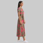 Elodie Robe Femme d'Été Élégante – Robe Coton Lin avec Col V Fluide