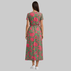 Elodie Robe Femme d'Été Élégante – Robe Coton Lin avec Col V Fluide
