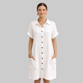 Eloise Robe Femme Mini d'Été Vintage – Robe Coton Lin avec Col V