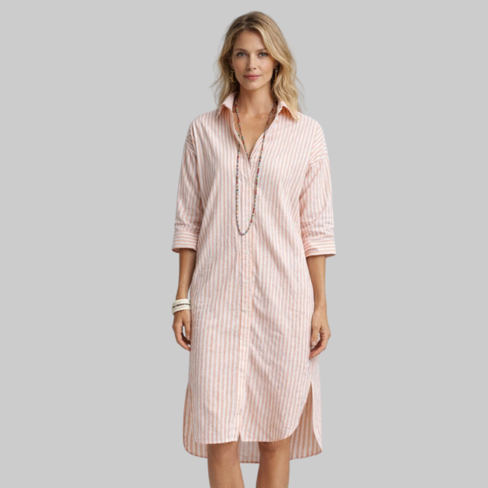 Elyra Robe Femme Élégante – Robe Fluide Col V avec Ceinture Casual Chic