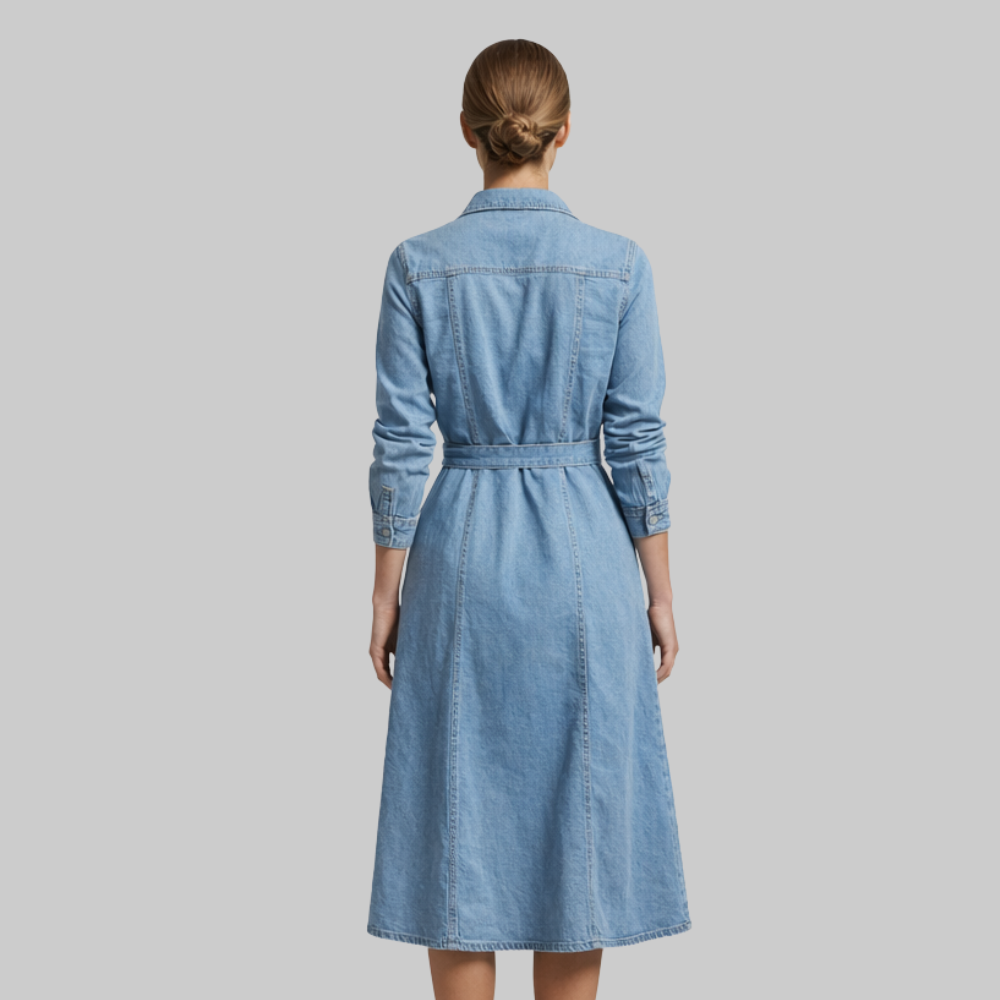 Emily Robe Femme Denim d'Été – Robe Souple avec Boutons Style Casual Chic