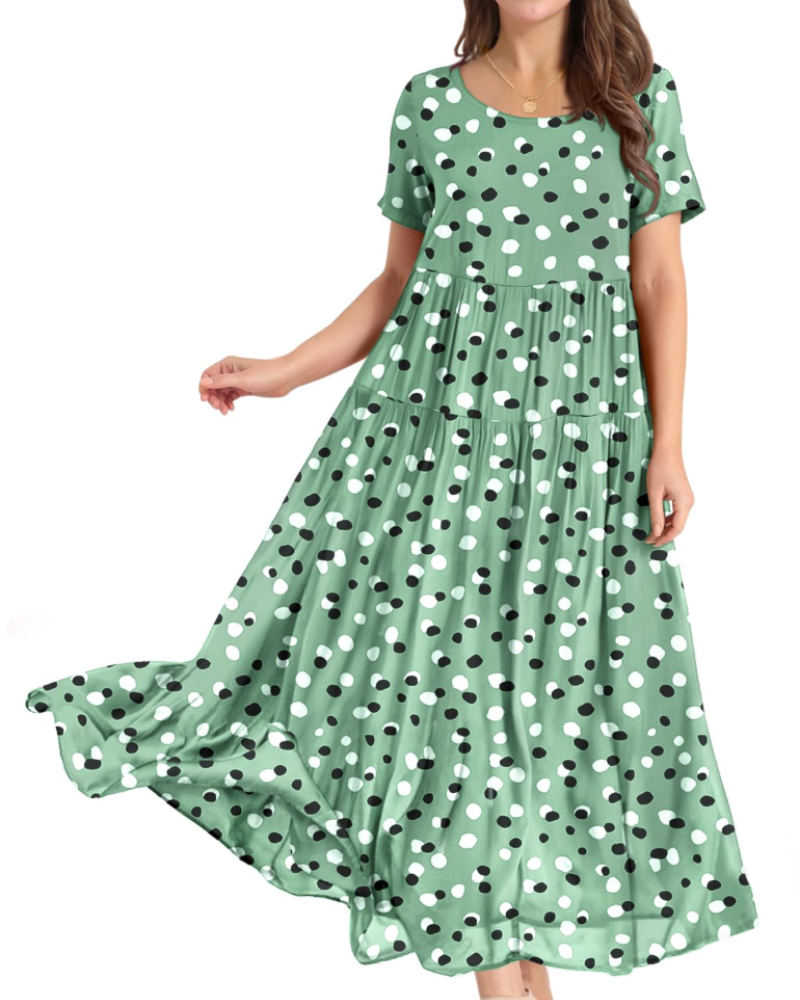 Maya Damen Maxikleid – Baumwoll-Blumenkleid mit Taschen & verstellbaren Trägern
