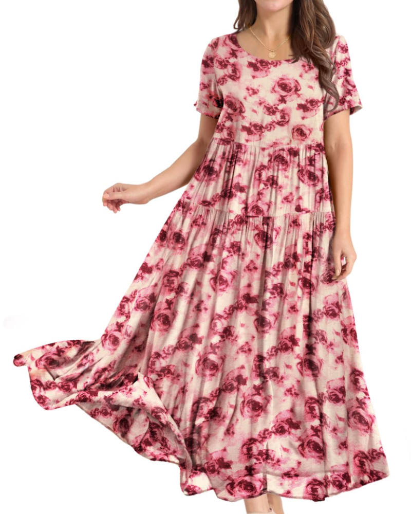 Maya Damen Maxikleid – Baumwoll-Blumenkleid mit Taschen & verstellbaren Trägern