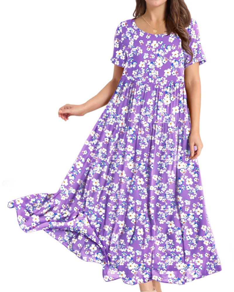 Maya Damen Maxikleid – Baumwoll-Blumenkleid mit Taschen & verstellbaren Trägern