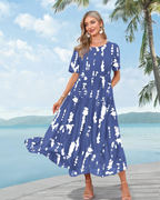Maya Vestido Maxi para Mujer – Vestido Floral de Algodón con Bolsillos y Tirantes Ajustables