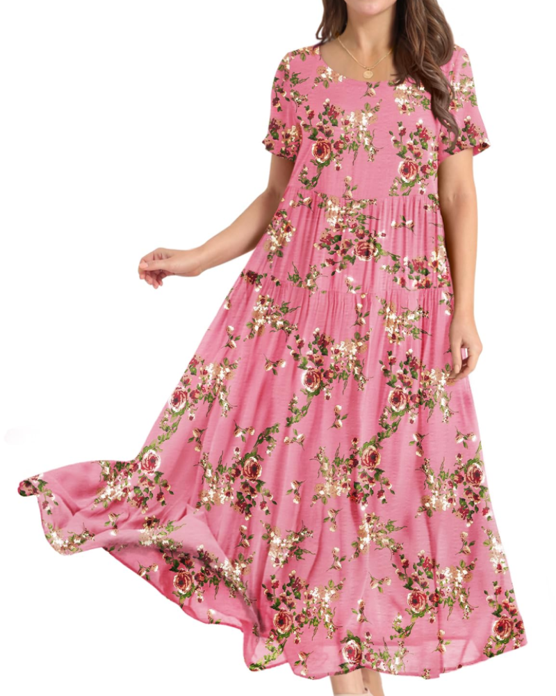 Maya Damen Maxikleid – Baumwoll-Blumenkleid mit Taschen & verstellbaren Trägern