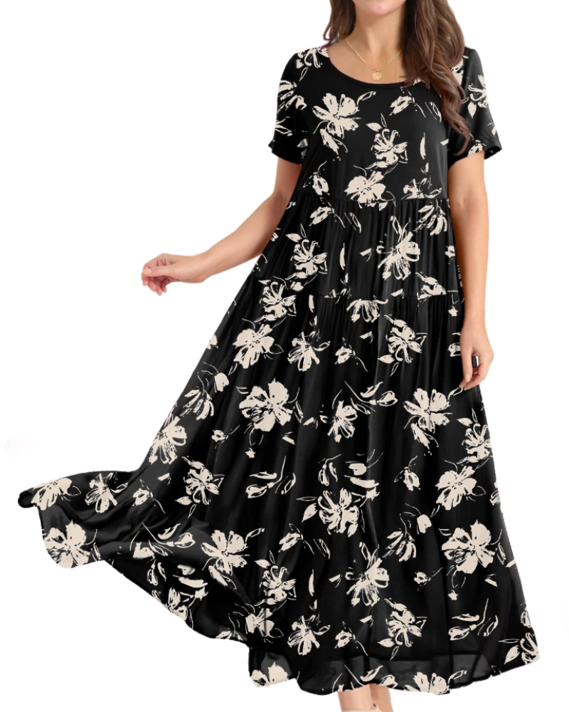 Maya Damen Maxikleid – Baumwoll-Blumenkleid mit Taschen & verstellbaren Trägern