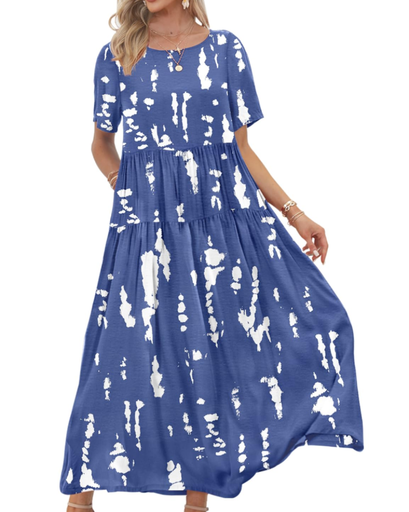 Maya Vestido Maxi para Mujer – Vestido Floral de Algodón con Bolsillos y Tirantes Ajustables