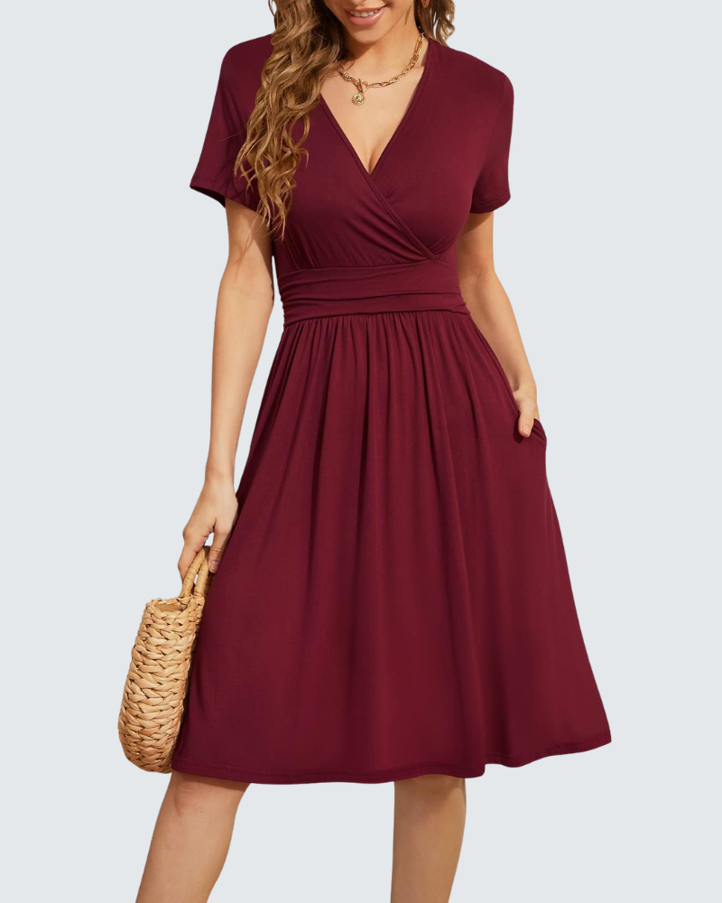 Hazel Abito Estivo Donna – Vestito Floreale con Scollo a V, Maniche Corte e Tasche