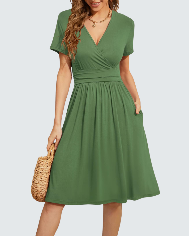 Hazel Abito Estivo Donna – Vestito Floreale con Scollo a V, Maniche Corte e Tasche