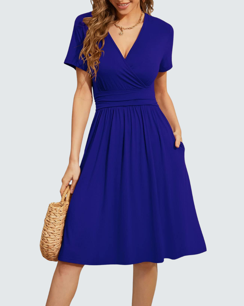 Hazel Abito Estivo Donna – Vestito Floreale con Scollo a V, Maniche Corte e Tasche
