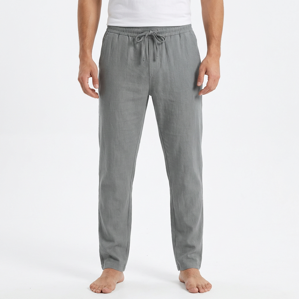Luca Pantalones de Hombre de Verano – Cintura con Cordón, Corte Slim hasta el Tobillo Casual Chic