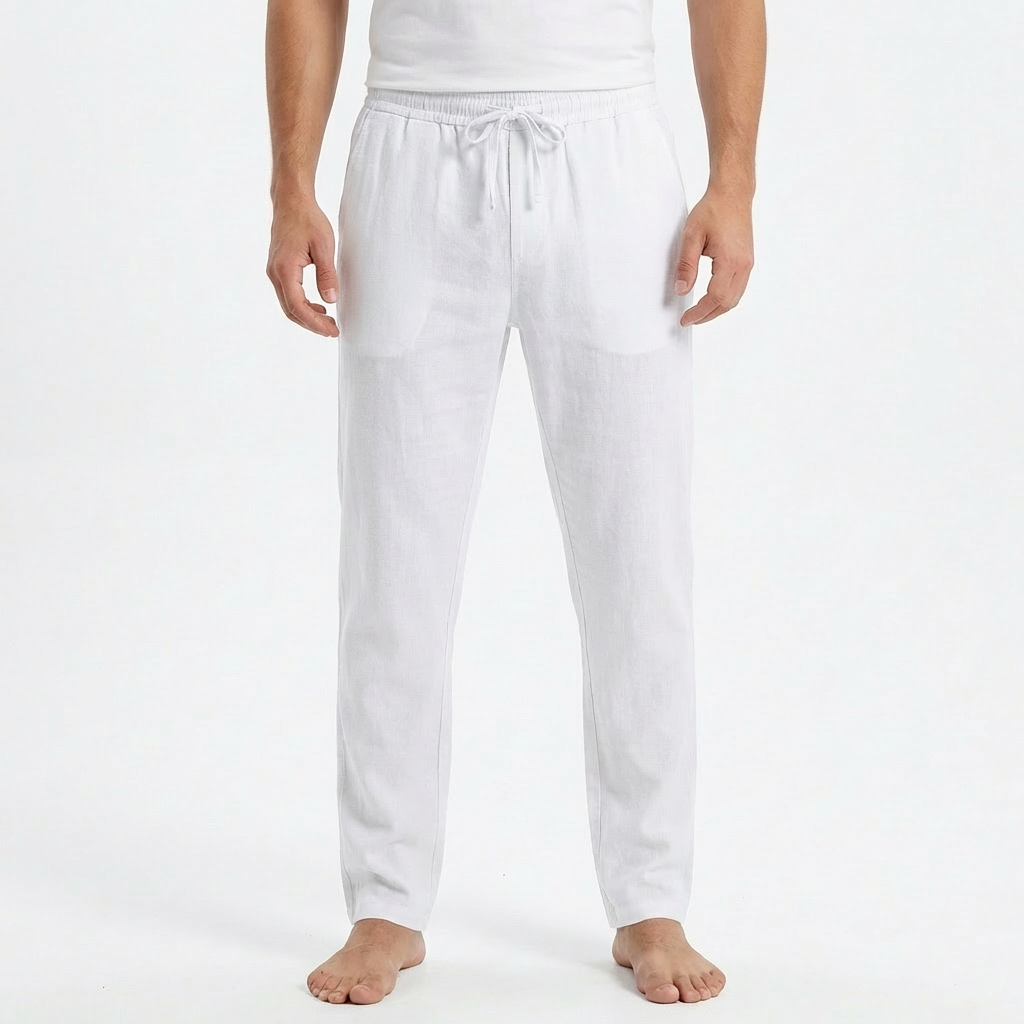 Luca Pantalones de Hombre de Verano – Cintura con Cordón, Corte Slim hasta el Tobillo Casual Chic
