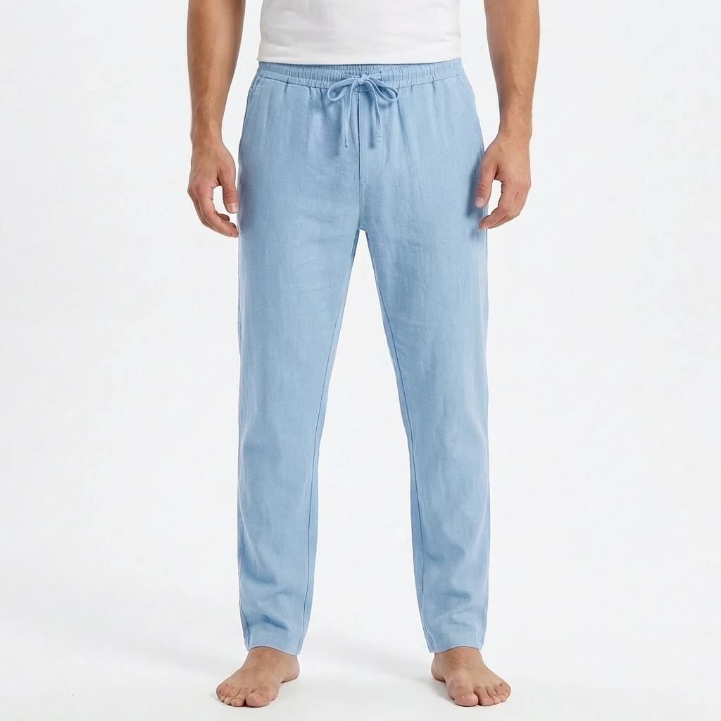 Luca Pantalones de Hombre de Verano – Cintura con Cordón, Corte Slim hasta el Tobillo Casual Chic