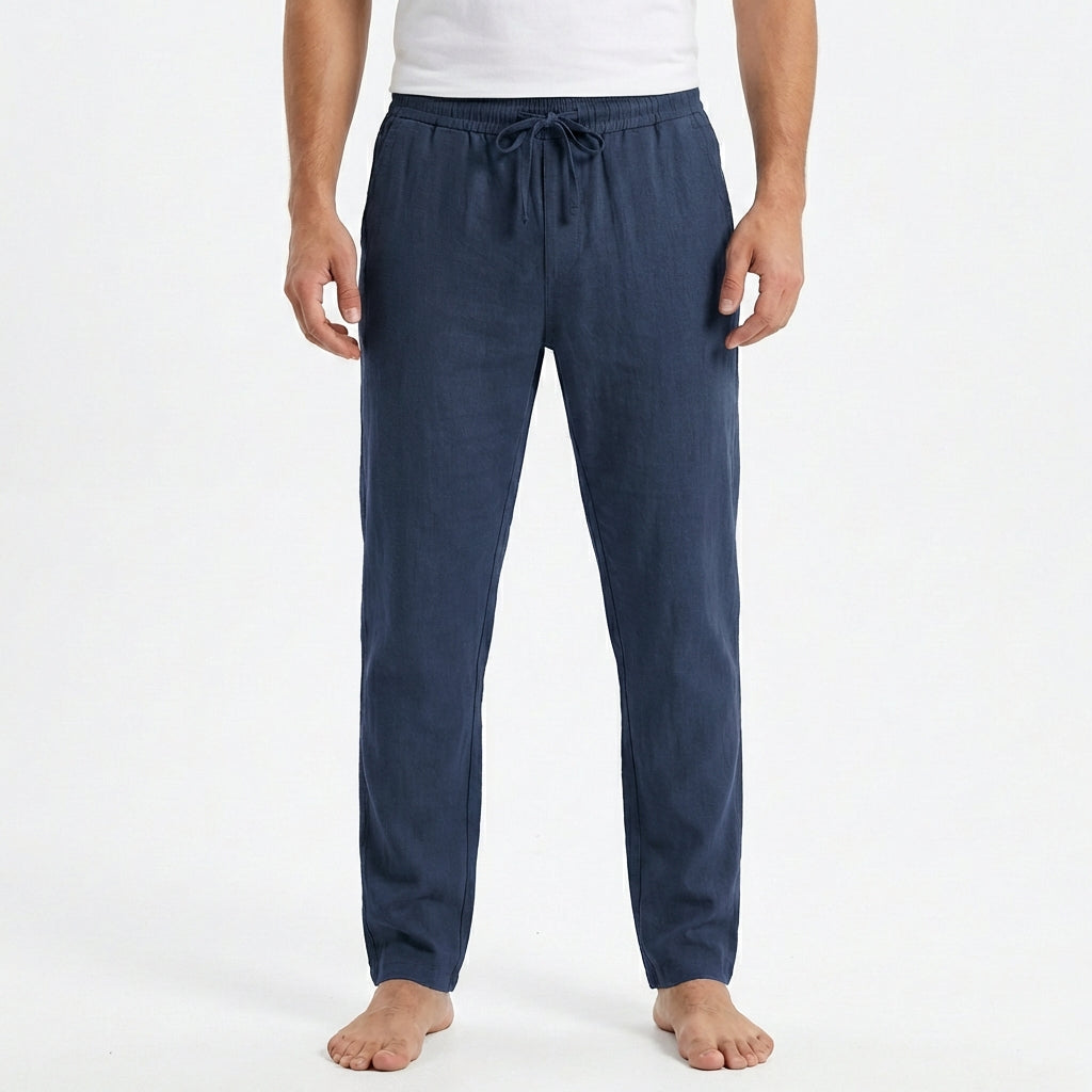 Luca Pantalones de Hombre de Verano – Cintura con Cordón, Corte Slim hasta el Tobillo Casual Chic