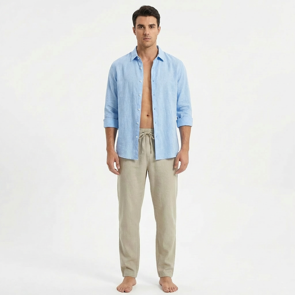 Pantalon d'été pour homme Luca – Taille avec cordon, coupe slim à la cheville, style décontracté chic