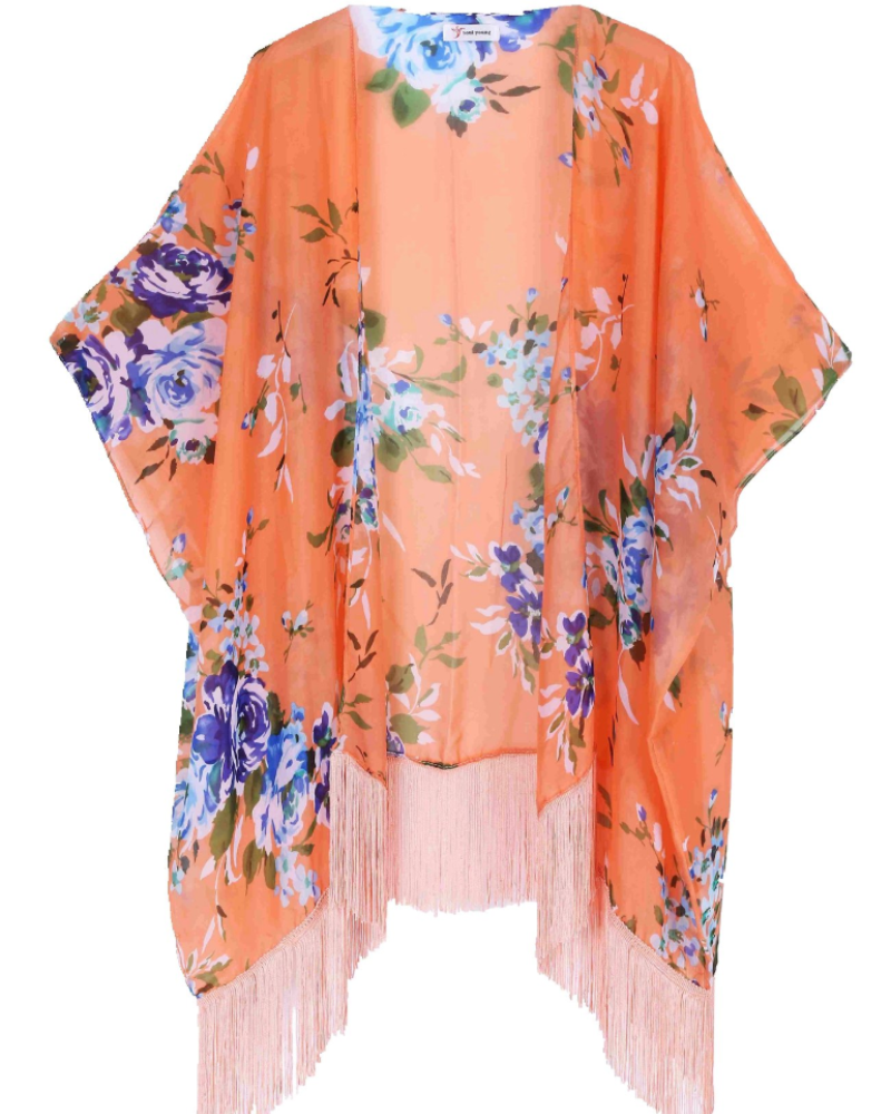 Isabel Kimono dámský – plážový přehoz z boho šifonu oversize s předním rozparkem