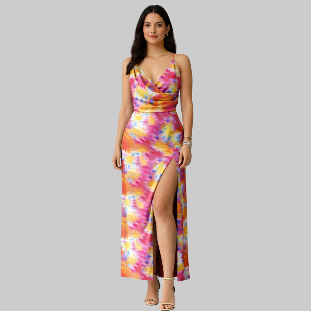 Lanie Vestido Mujer Slip Dress Elegante – Vestido con escote profundo y abertura