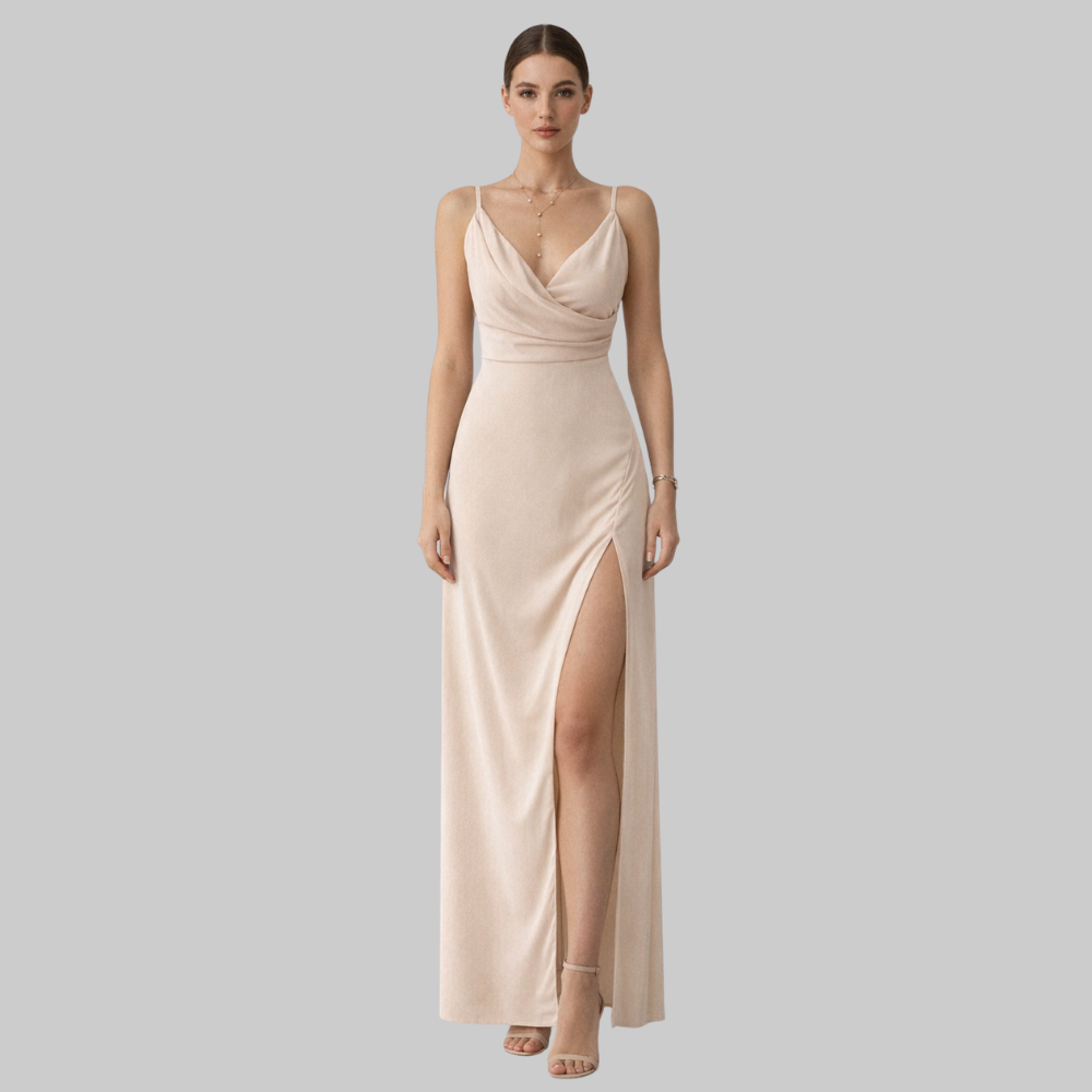 Lanie Vestido Mujer Slip Dress Elegante – Vestido con escote profundo y abertura