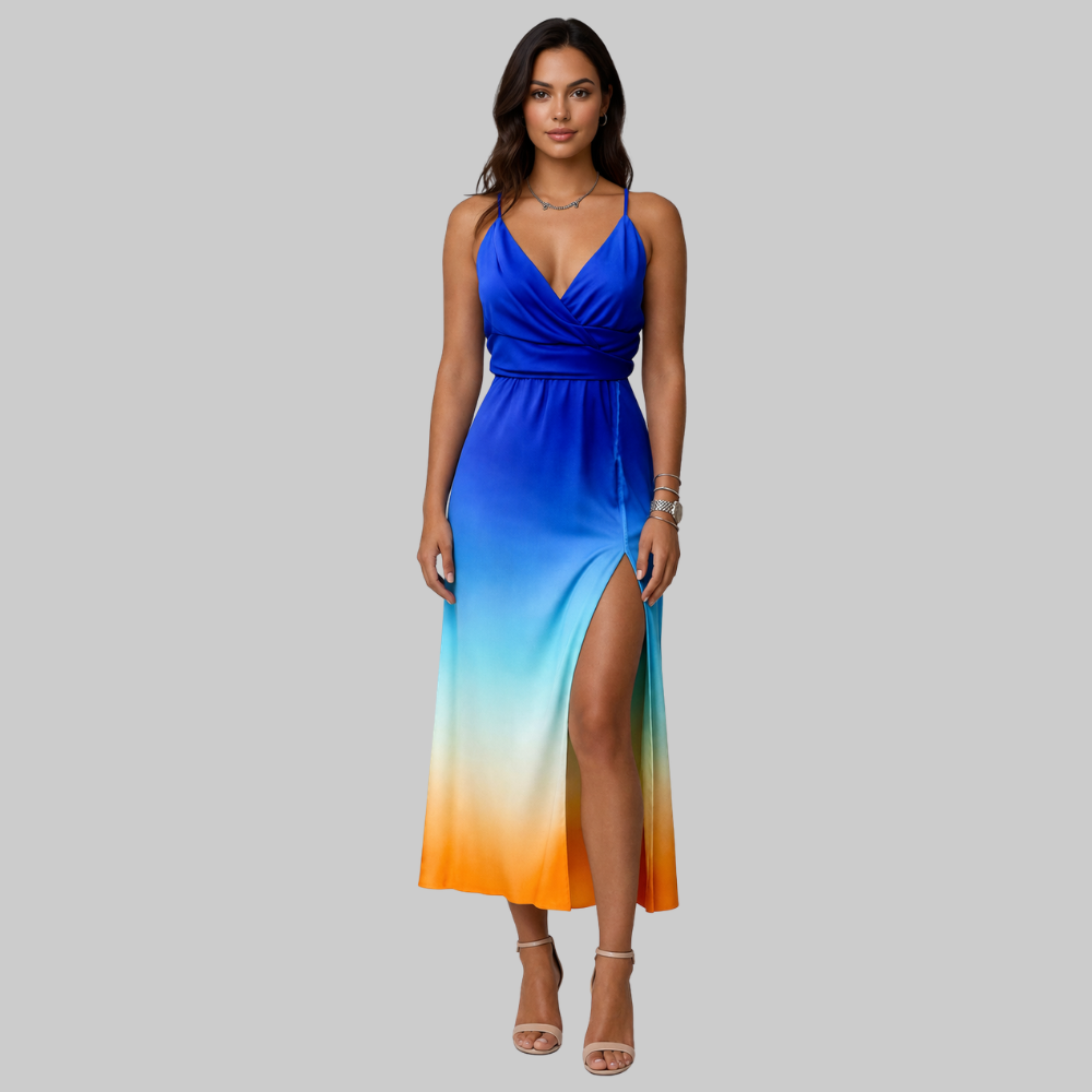 Lanie Vestido Mujer Slip Dress Elegante – Vestido con escote profundo y abertura