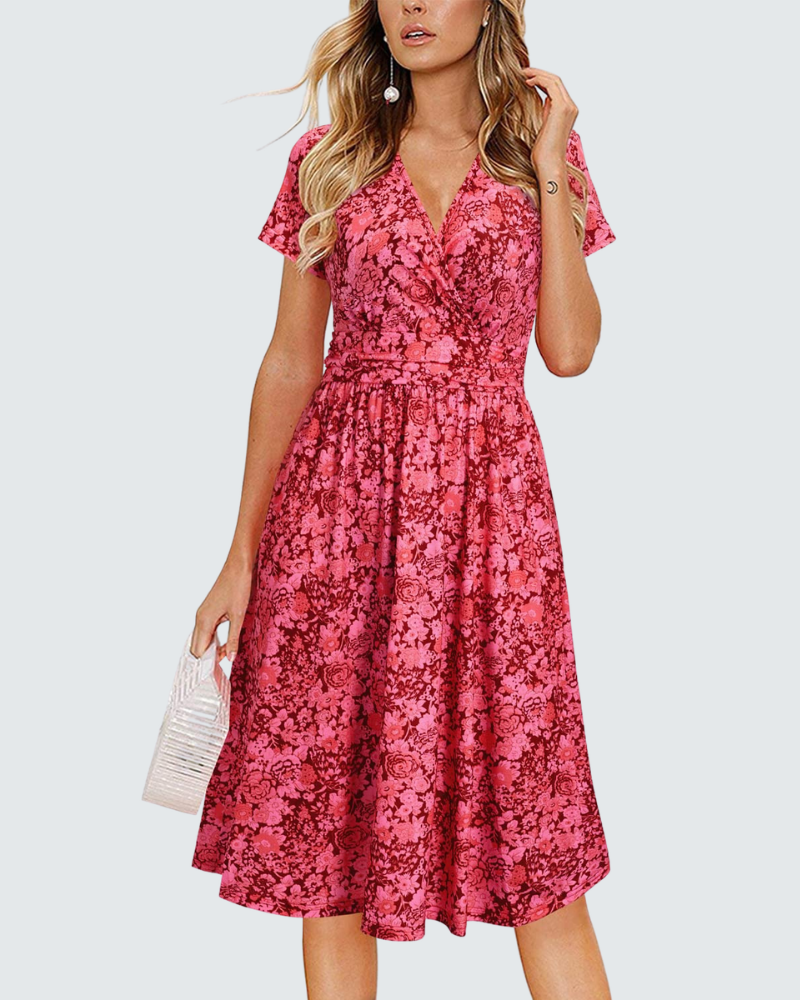 Lily Abito Estivo Donna – Vestito Midi Floreale con Scollo a V e Tasche