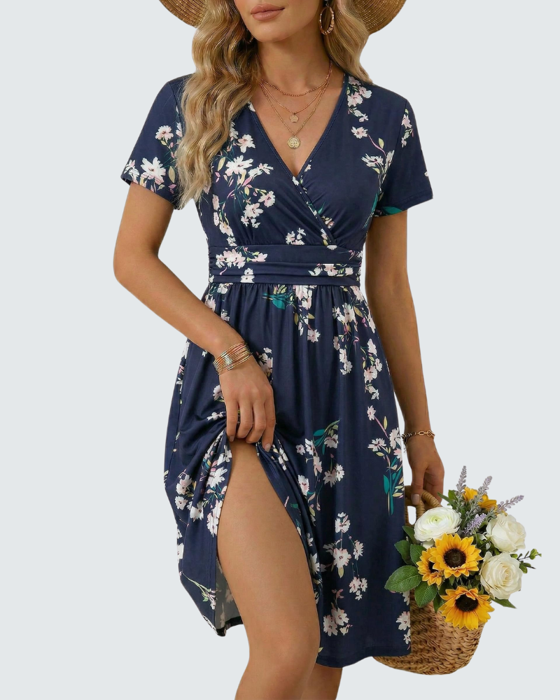 Lily Abito Estivo Donna – Vestito Midi Floreale con Scollo a V e Tasche