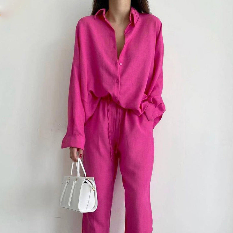 Lisa Ensemble Femme Lin – Tenue d'Été Deux Pièces, Pantalon Palazzo, Taille Réglable