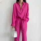 Lisa Ensemble Femme Lin – Tenue d'Été Deux Pièces, Pantalon Palazzo, Taille Réglable