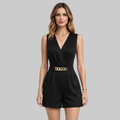 Liza Tuta Donna Romper Elegante – Jumpsuit Senza Maniche con Scollo a V e Tasche