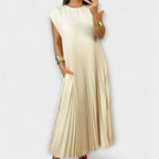 Lucresia Robe Femme Midi Plissée – Robe A-Line, Manches Volant Élégante Décontractée