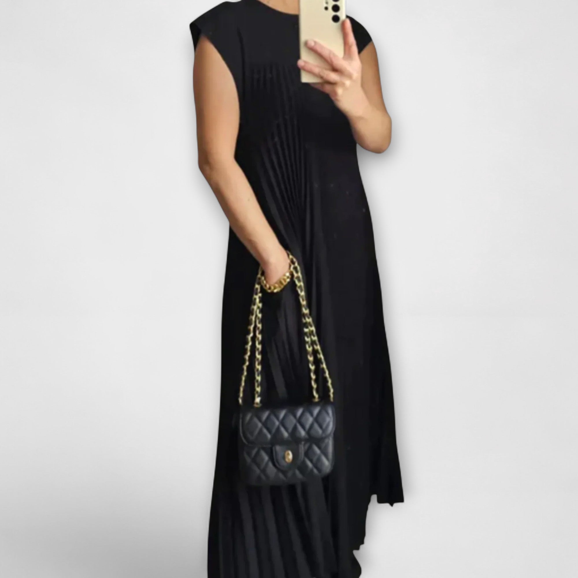 Lucresia Robe Femme Midi Plissée – Robe A-Line, Manches Volant Élégante Décontractée