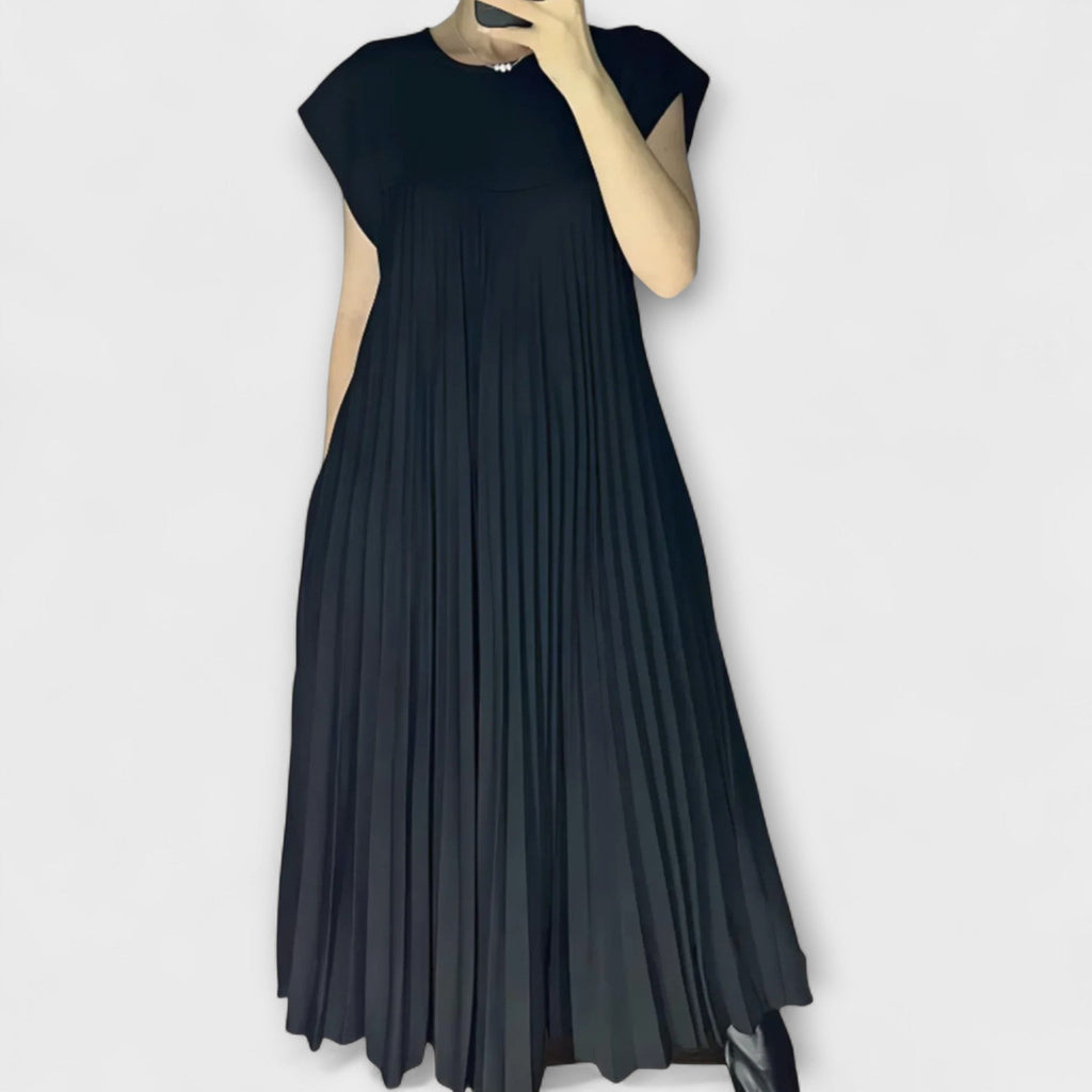 Lucresia Robe Femme Midi Plissée – Robe A-Line, Manches Volant Élégante Décontractée