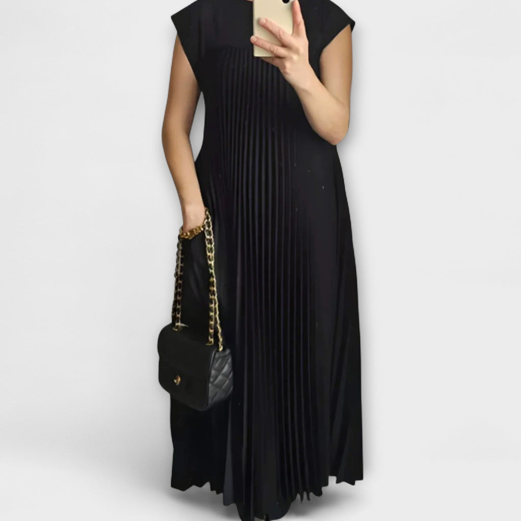 Lucresia Robe Femme Midi Plissée – Robe A-Line, Manches Volant Élégante Décontractée