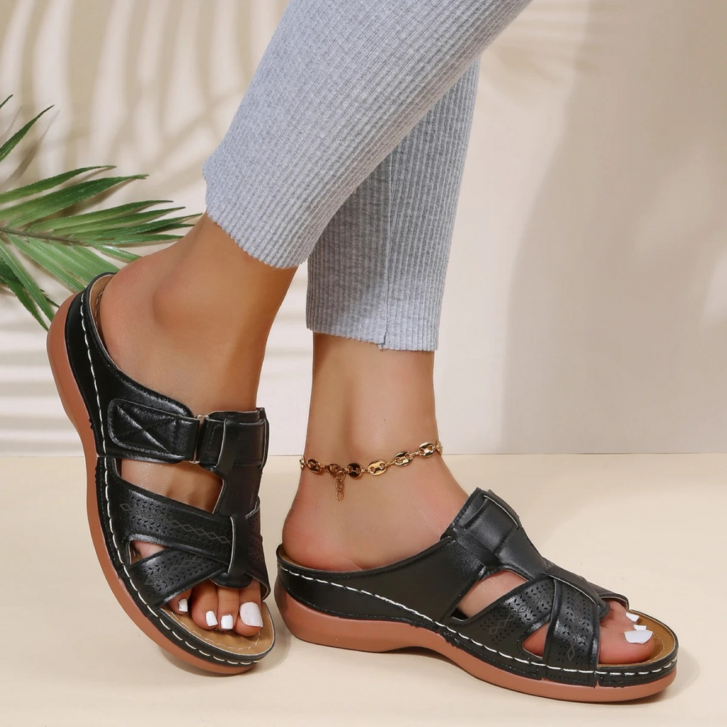 Wessa Sandali Mule Femme – Lanières Croisées, Semelle Haute Confort Estival
