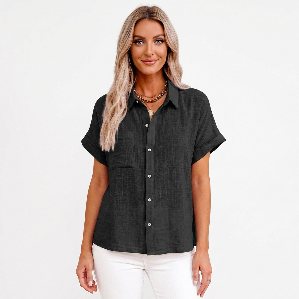 Chemise d'été pour femme Donita – Manches courtes retroussées, coupe décontractée et chic