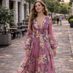 Natalia Robe Maxi Femme – Élégante Florale, Tissu Léger & Style Estival Raffiné