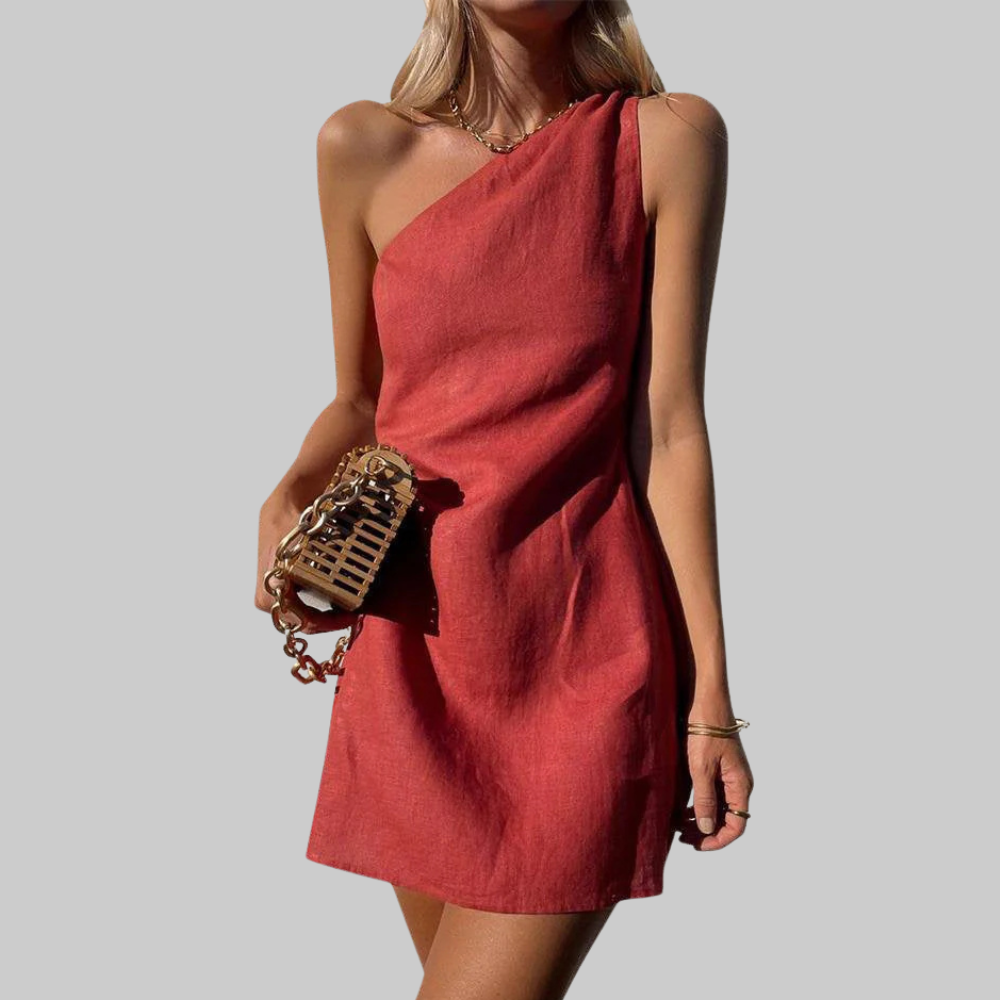 Emelia Robe Cocktail Femme – Coupe Asymétrique, Ligne Ajustée & Élégance Moderne