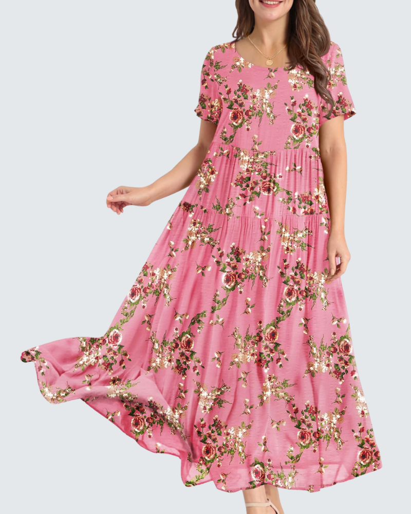 Madison Abito Maxi Donna – Vestito Boho in Cotone con Stampa Floreale e Tasche