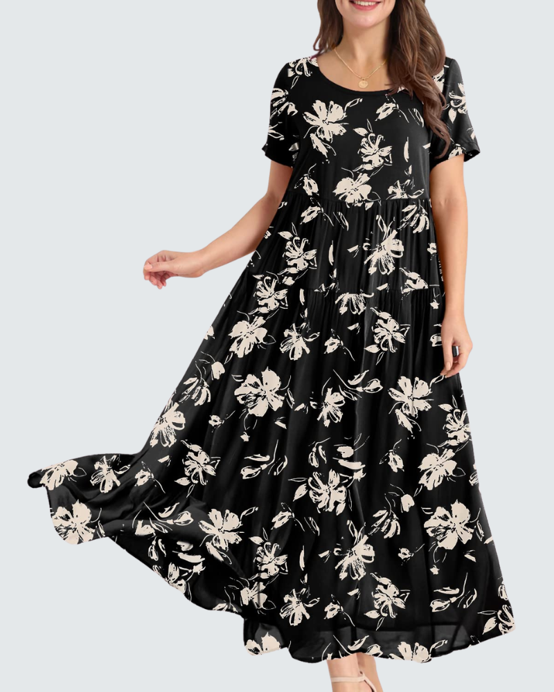Madison Abito Maxi Donna – Vestito Boho in Cotone con Stampa Floreale e Tasche