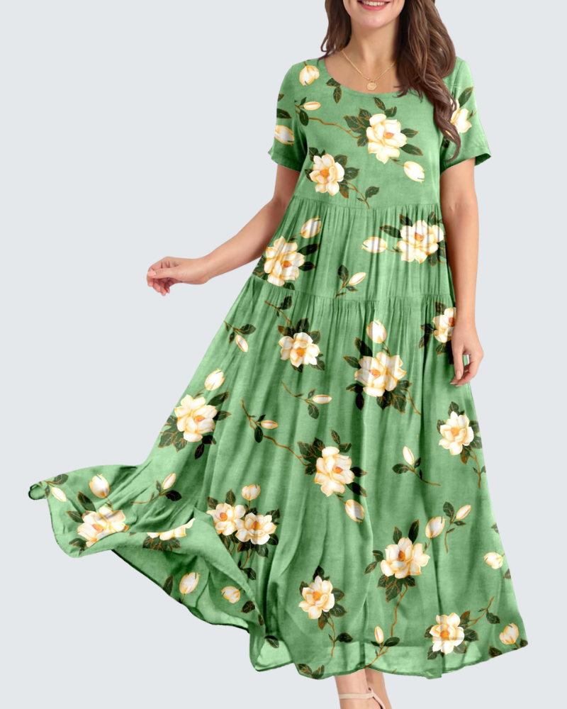 Madison Abito Maxi Donna – Vestito Boho in Cotone con Stampa Floreale e Tasche