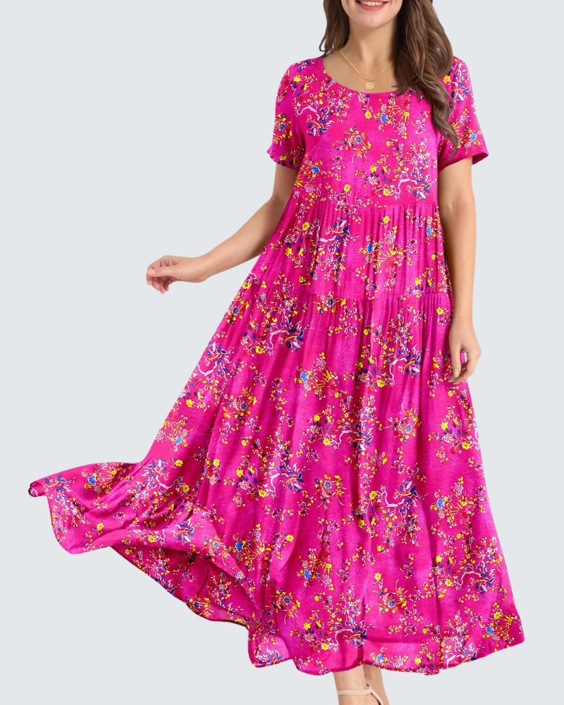 Madison Abito Maxi Donna – Vestito Boho in Cotone con Stampa Floreale e Tasche
