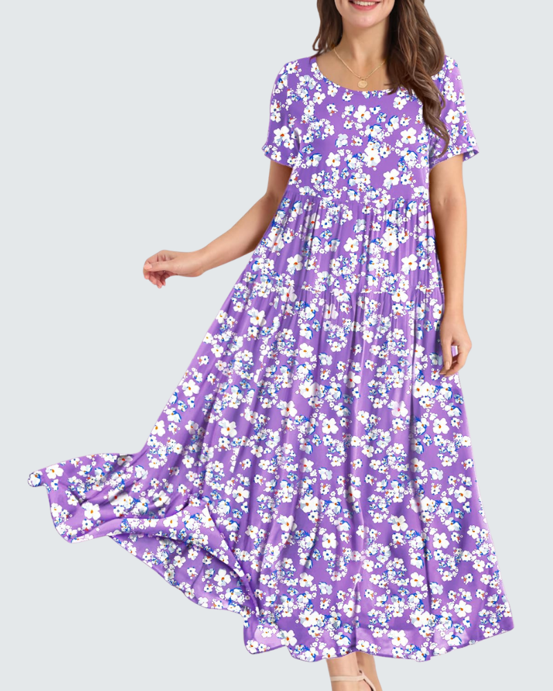 Madison Abito Maxi Donna – Vestito Boho in Cotone con Stampa Floreale e Tasche