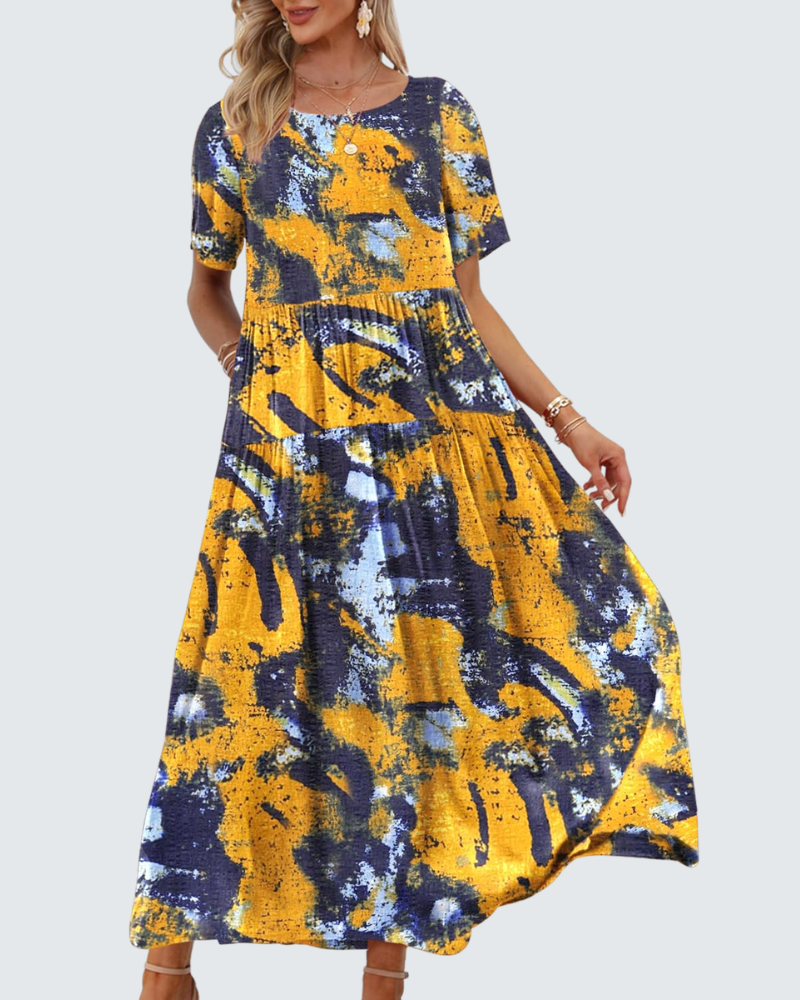 Madison Abito Maxi Donna – Vestito Boho in Cotone con Stampa Floreale e Tasche