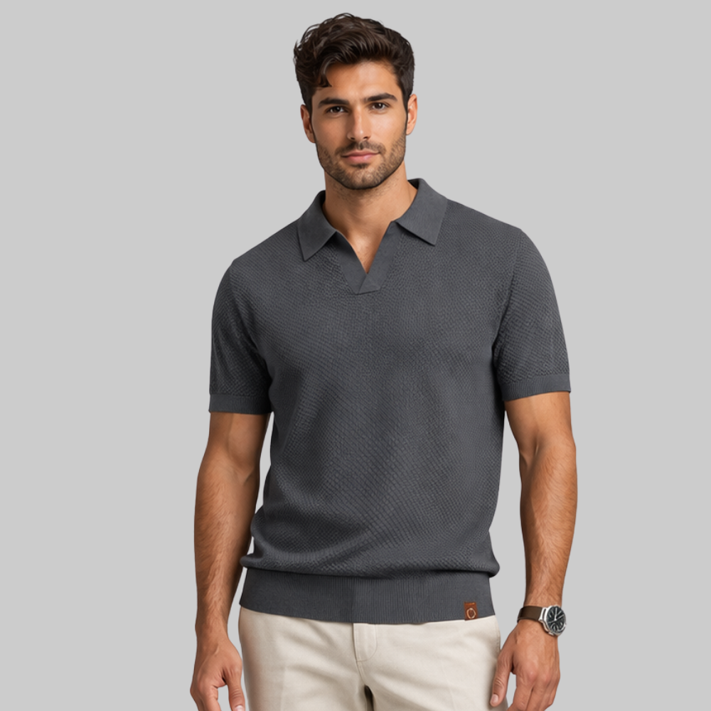 Marco Polo Hombre Estructurada – Camisa Elegante con Cuello Abierto y Ajuste Moderno